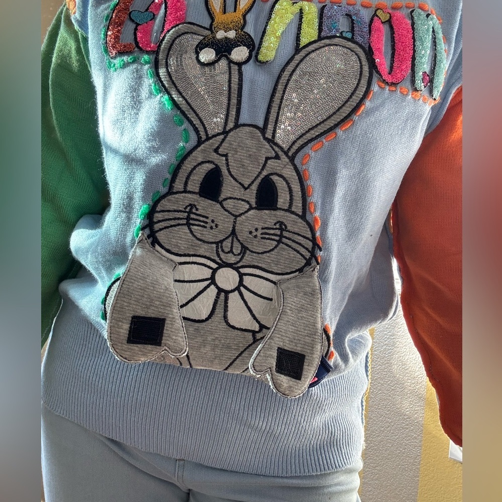 Colorful Bunny Patch Sweater New - Picture 7 of 9